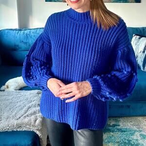 Sachin‎ & Babi Griffin Knit Mock Neck Sweater in Blue Size XS